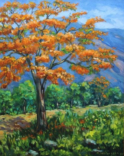 M.Weibezahn`85，标题 Febrero，油画/帆布，有框，RG 68x 57cm