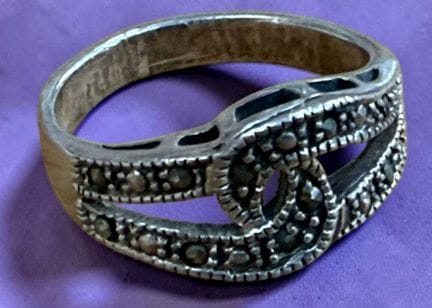 925 Sterling Silver Ring with Markasite, RG 54, 3.