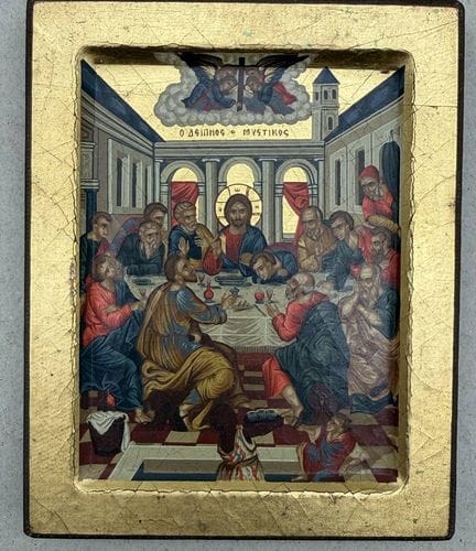 Icona bizantina, copia dipinta a mano in epoca mod