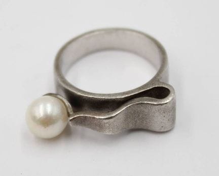Anello moderno in argento 925 con perla, 8,2 g, mi