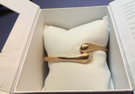Bracciale Skagen, placcato in oro con pietre trasp