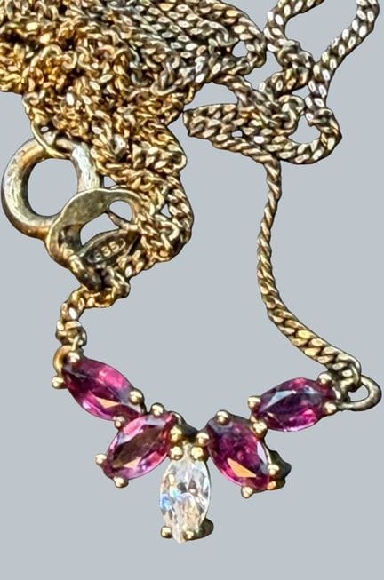 Collana in argento -835- placcata in oro, con amet