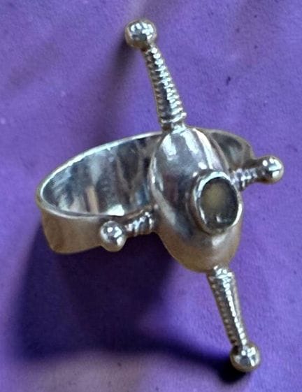 Modern. 925 silver ring, size 58, ring head 3 x 1.