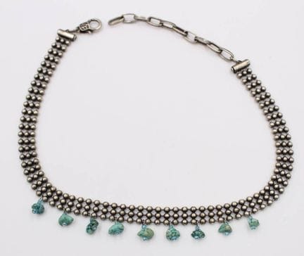 Necklace, silver-plated with turquoise, approx. 40