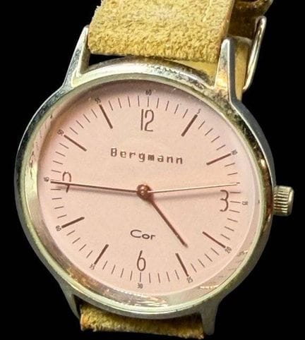 Quartz HAU "Bergmann" con cinturino in pelle, non 
