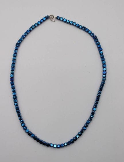 Collana in ematite blu, chiusura in argento, lungh
