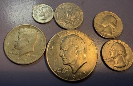 Lotto di monete in dollari USA: un dollaro, mezzo 