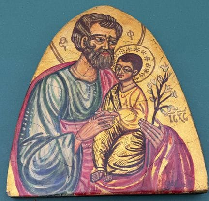 Icona greca "San Giuseppe" tempera su tavola, etic
