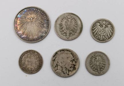 6 monete varie, argento, 3 dell’Impero tedesco, St