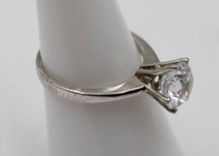 Anillo de plata de ley 925, piedra transparente, a