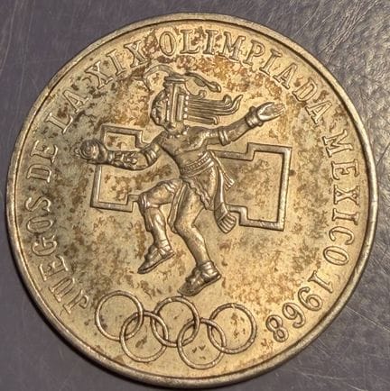 Moneta d'argento da 25 pesos del Messico, 1968, -7