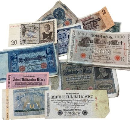 Lotto di banconote, circa 50 pezzi, Impero tedesco