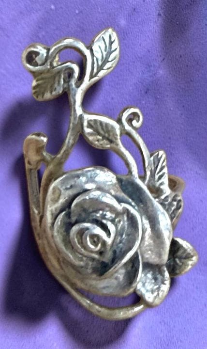 Silver ring with rose pattern—925—RG 60, 8.07 g