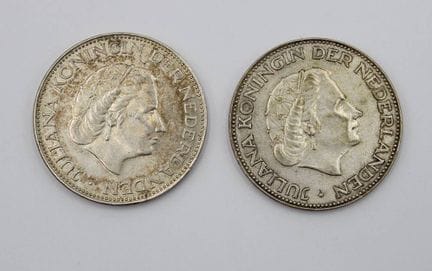 2 pezzi da 2 1/2 fiorini ciascuno, 1959/61, 30,1 g