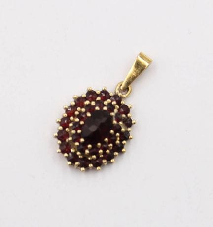 Garnet pendant, 835 silver with gold plating, 2.5 