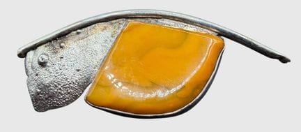 Spilla di design in argento con pietra gialla, B-8