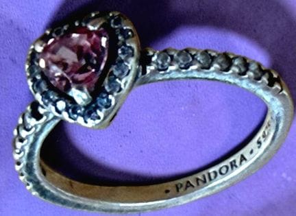 925 sterling silver ring - "Pandora," red center s