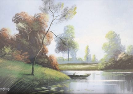 F. Klein, acquerello di paesaggio, 1920 circa, cor