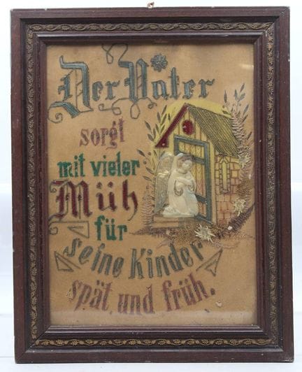 Ricamo o motto domestico  del 1900 circa, incornic