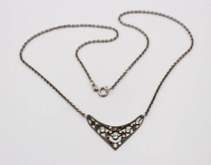 Collana, argento 830, pietre trasparenti, alcune m