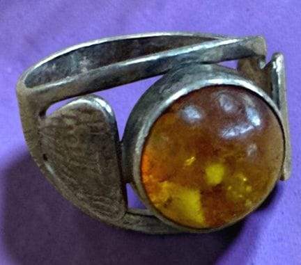 Silver Ring 830 with Amber, Fischland Jewelry, RG 