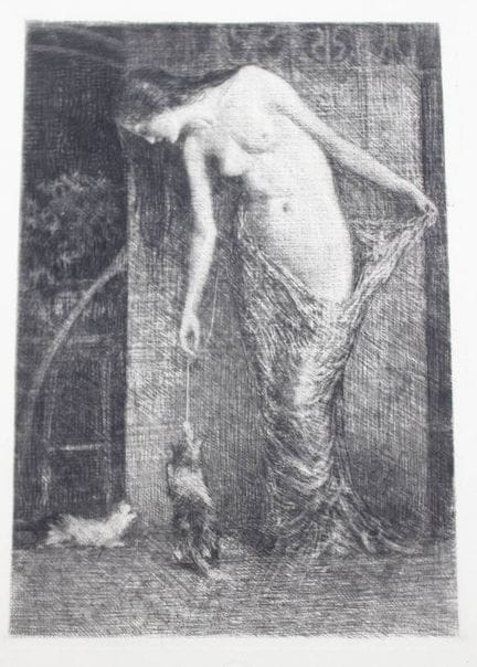 汉斯·沃尔克特（1878-1945），蚀刻版画，《嬉戏的小猫》，附签名和压印，未装裱，画心尺寸 35