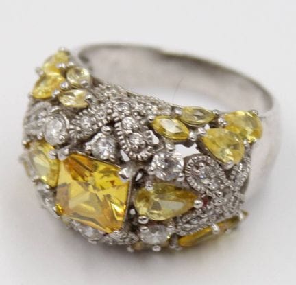 925 silver ring (cocktail ring) with yellow stones