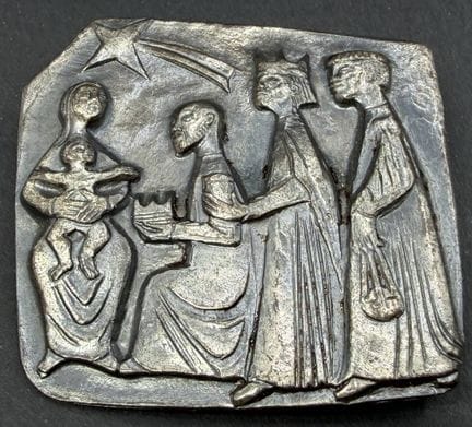 Grande broche en argent 925, sculpture, Adoration 