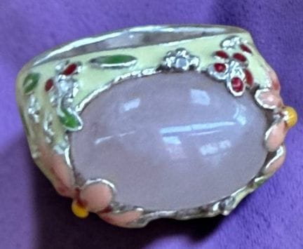 925 sterling silver ring with rose quartz cabochon