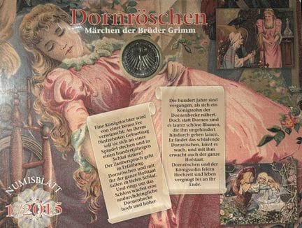 10 Euro numismatico cover Bella Addormentata 2015,