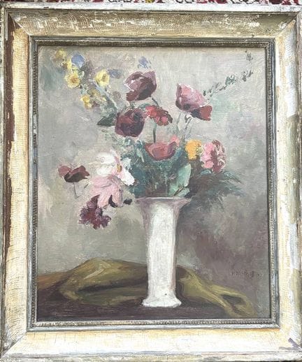赫尔穆特·韦斯特霍夫（1891-1977）《花瓶中的花》 油画/画板，背面有草图，已装裱，画芯尺寸6