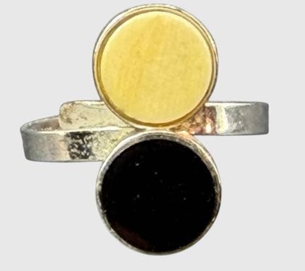 Anello in argento 925 con pietre nere e bianche, m