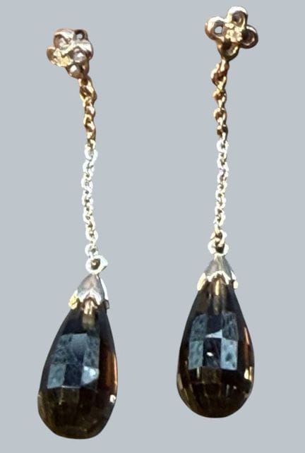Coppia di orecchini pendenti lunghi in argento con