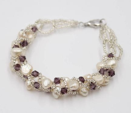 Bracciale, argento 925, perle SW e ametista, 10,9 