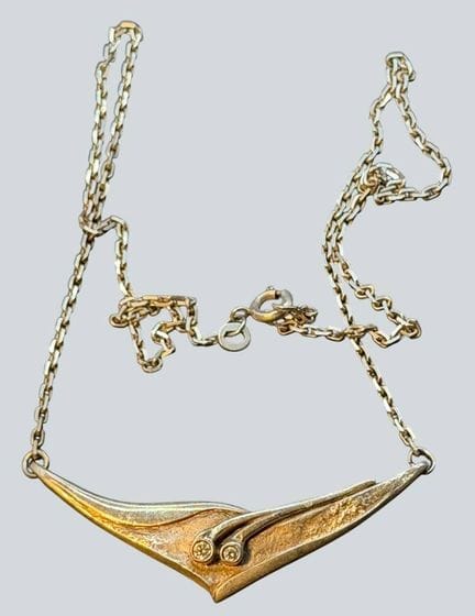 Collana in argento 925, 2 pietre trasparenti, lung