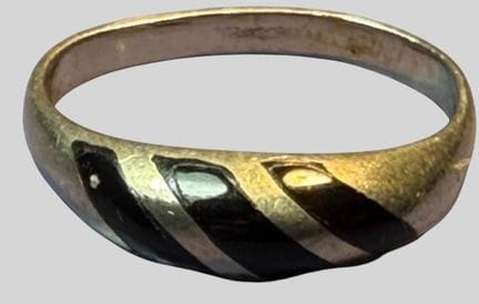 Anello in argento 925 con 3 strisce di smalto nero