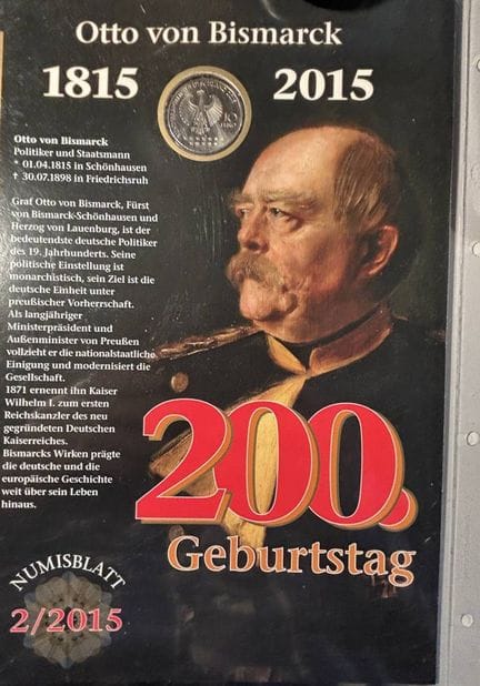 10 Euro cover numismatica Otto von Bismarck 2015, 