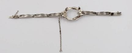 Watch strap / watch case mount, 800 silver, niello