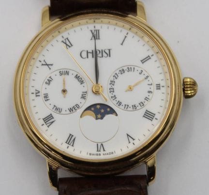 Wristwatch, Christ, gold-plated, calendar and moon