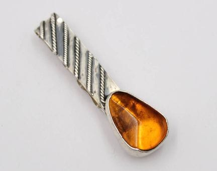 Fermacravatta in argento 925 con ambra, 7 g, lungh