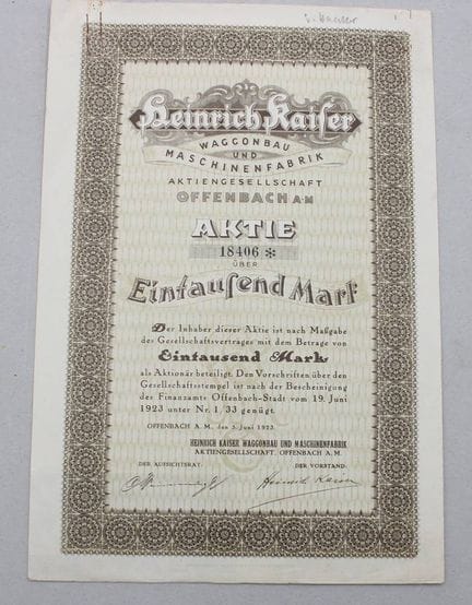 Azione della Heinrich Kaiser Waggonbau und Maschin