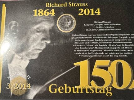 10 Euro numismatico copertina R. Strauss 2014 in e