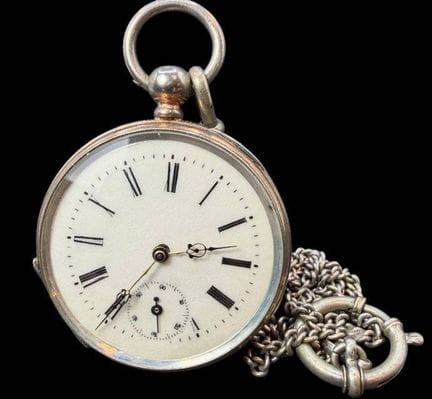 Orologio da polso con meccanismo a chiave, argenta