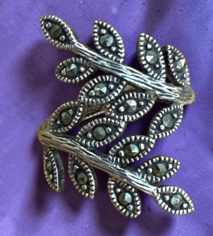 925 Sterling Silver Ring with Markasite, RG 56, 4.