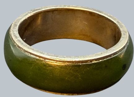925 Sterling Silver Ring with Jade, Size 56, 3.77 