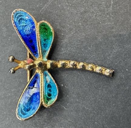 Petite broche « Libellule » en argent 800, ailes é