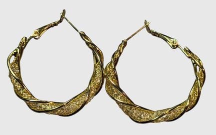 Coppia di orecchini a cerchio, argento 925 placcat