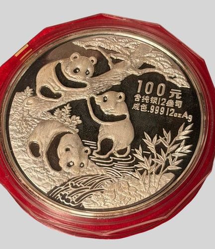 moneta d'argento da 999-100 yuan, Panda, 12 once (