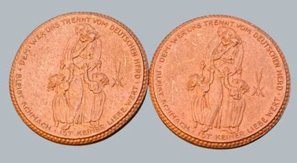 2 piccole targhette di Meissen da 5 Mark  "Obersch