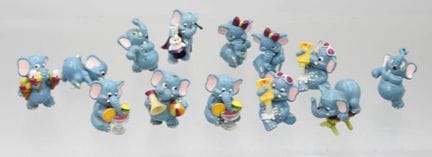 Sammlung von blauen Miniaturfiguren der Serie „Die